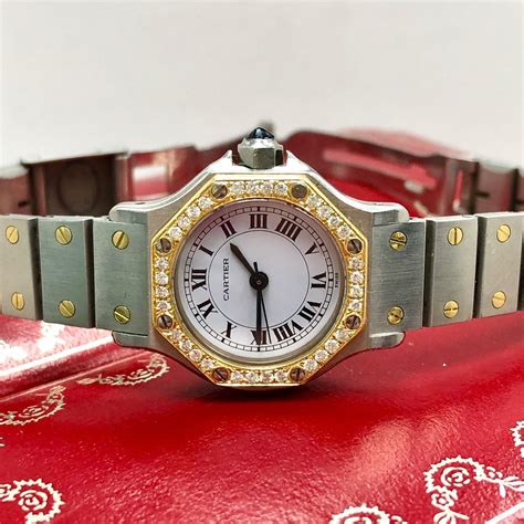 two tone cartier watch|cartier santos diamond bezel.